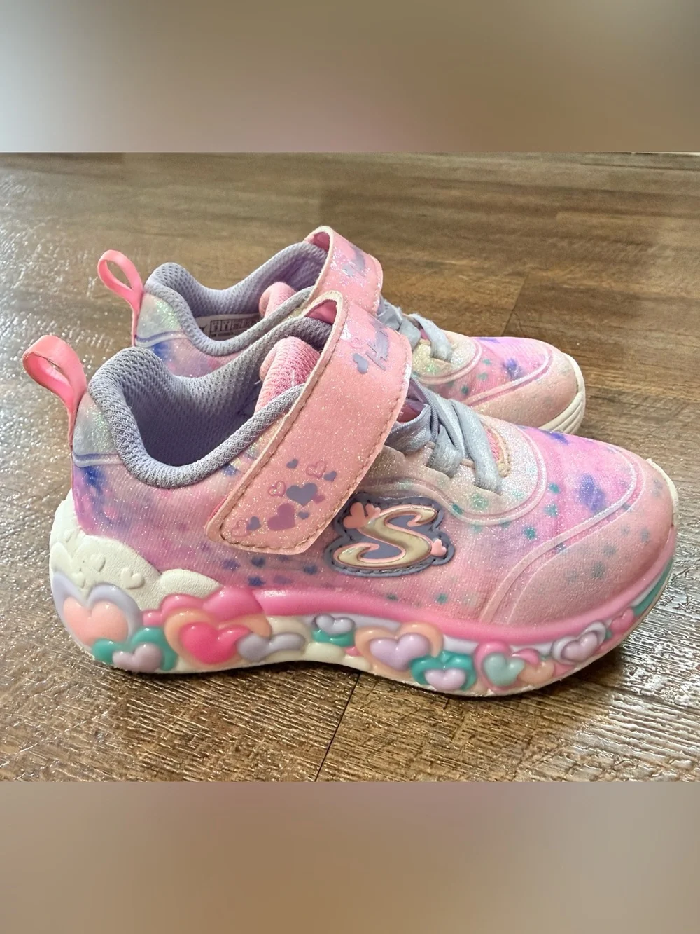 Skechers Pink Pastel Heart Light-Up Kids Sneakers